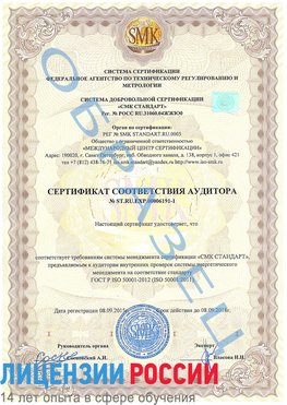 Образец сертификата соответствия аудитора №ST.RU.EXP.00006191-1 Казлук Сертификат ISO 50001